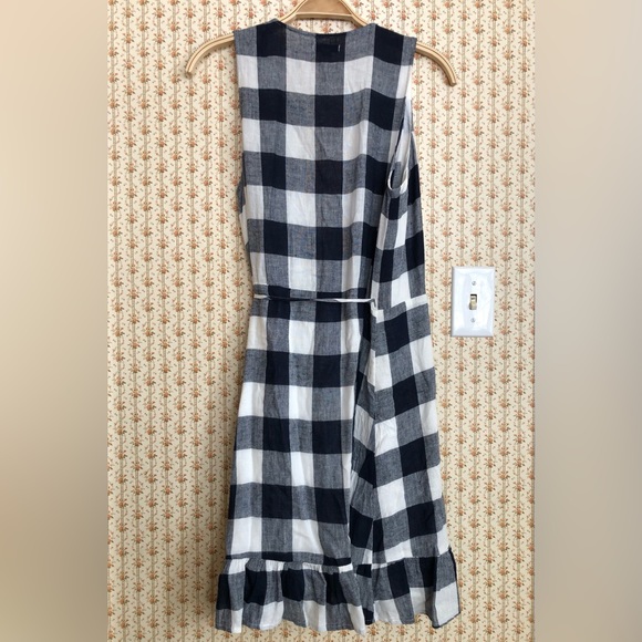 Rails Madison Azure Check Sleeveless Linen Wrap Dress | Medium - Picture 5 of 7